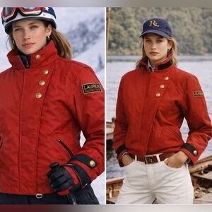 Vintage Ralph Lauren Jacket 90s Racing Sport Snow Rain Ski Coat Military Band L